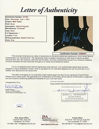 מיק טיילור חתם על חתימה בגודל מלא פנדר שחור סטראטוקסטר גיטרה חשמלית עם ג 'יימס ספנס מכתב אותנטיות ג' יי. אס.