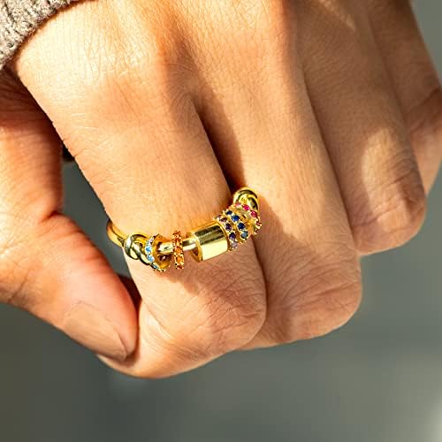 טבעות סיפורים של StoryJewellery לנשים, טבעת חרדה לנשים, טבעת ספינר מצופה זהב חרדה מסתובבת טבעת הקלה על נשים,