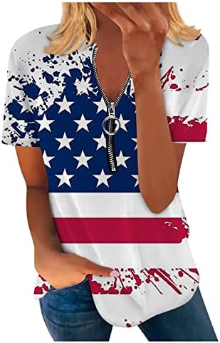 צמרות טוניקת דגל אמריקאיות נשים בתוספת חולצת טריק