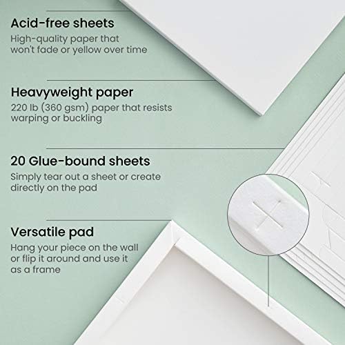 ארטזה נייר אקרילי כרית בד מתקפלת, 8x11 אינץ ', 20 גיליונות, מסגרת DIY, נייר צבע אקרילי במשקל כבד, 220 קילוגרם,