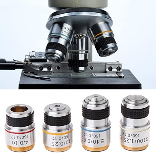 ערכת אביזרי מיקרוסקופ רייב הכנת שקופיות קמר 4 פי 10 פי 40 פי 100 עדשה אובייקטיבית אכרומטית למיקרוסקופ ביולוגי אביזרי