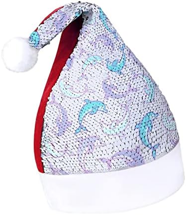 קפיצות דולפינים פאייטים חג המולד כובעי סנטה חג המולד כובע למבוגרים שמח חג המולד המפלגה תלבושות בני