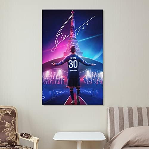 Haitun Soccer Sports Messi 30 פוסטר חתום פוסטר מגניב יצירות אמנות ציור קיר אמנות בד הדפסים תלייה תמונה פוסטרים