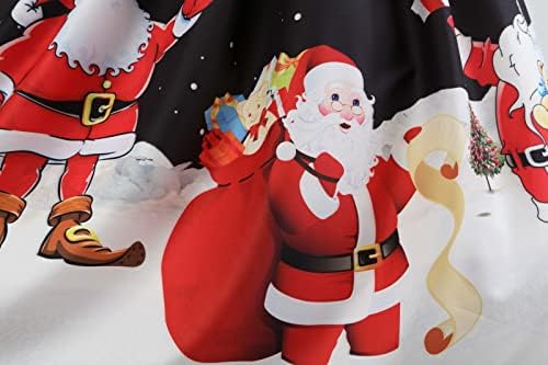חג המולד שמלות נשים ארוך שרוול צווארון עגול קוקטייל נדנדה שמלת סנטה שלג מודפס חג המולד קוספליי