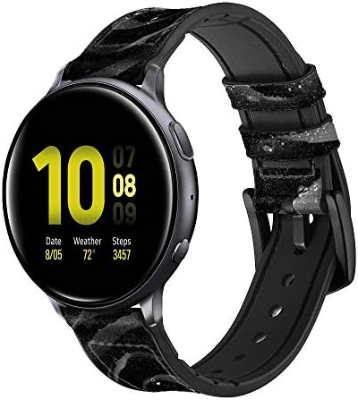 CA0182 עור ורד שחור וסיליקון רצועת רצועת שעונים חכמה עבור Samsung Galaxy Watch Watch3, Gear