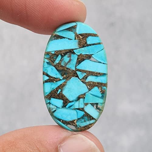 Real-gems 22.7 ct. נחושת טבעית רופפת טורקיז אבן חן סגלגלה מבריקה, לייצור תכשיטים אבן אנרגיה,