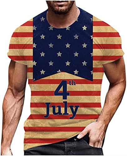 דגל אמריקאי חולצות לגברים 2023 קיץ צוות צוואר קצר שרוול גרפי טיז הרביעי של יולי פטריוטית חולצות