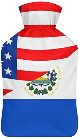ארהב אמריקה אל סלבדור דגל בקבוק מים חמים עם כיסוי רך 1L תיק חם קלאסי גדול יותר לרגלי ידיים של