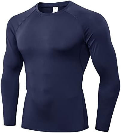 EARGFM אתלטי גברים אתלטים ארוכים חולצות דחיסה פעילות ריצה אימון בסיס בסיס שכבת ספורט אלסטית חולצות טריקו יבשות