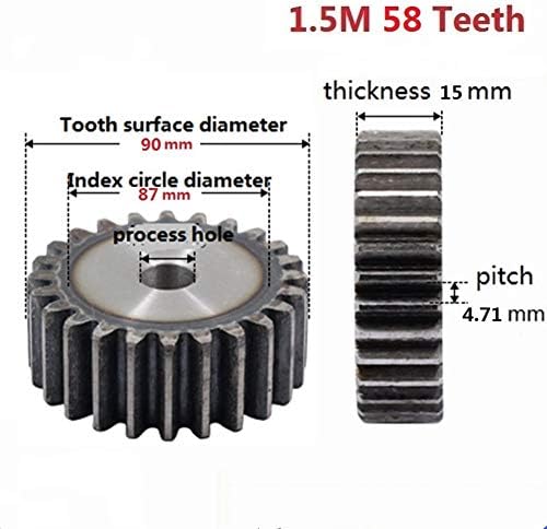 ציוד תעשייתי 1 מחשב 1.5 מ ' 58 שיניים שלוחה הילוך פחמן 45 פלדה מיקרו מנוע שידור חלקי תיבת הילוכים הזדווגות