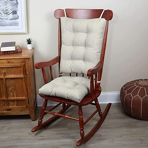 סט כרית כיסא נדנדה מונעת החלקה עם ריפוד עבה, כולל כרית מושב וכרית גב עם עניבות לרוקר סלון מקורה, 17 על