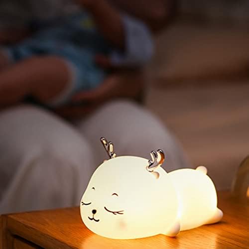 ילדי לילה אור חמוד צבי סיליקון פעוט מנורת נטענת בעלי החיים תינוק מגע לילה אור עם עיתוי פונקציה