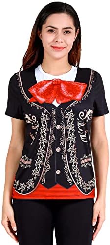 מצחיק עולם נשים של מריאצ ' י חולצות גרפי קצר שרוול מקסיקני פיאסטה תלבושות