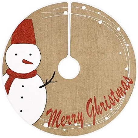 חצאית עץ חג המולד של יוטה, 30 אינץ ', חצאית עץ שלג נצנצים אדומים עם מחצלת עץ מודפסת לחג המולד של חג שמח