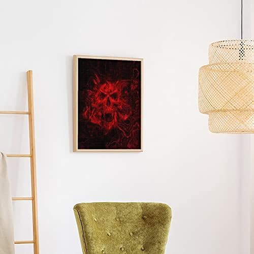 ערכות ציור יהלומי גולגולת אדומה להבה אדומה מקדחה מלאה 5D תמונות אומנות לעיצוב קיר בית למבוגרים מתנה DIY