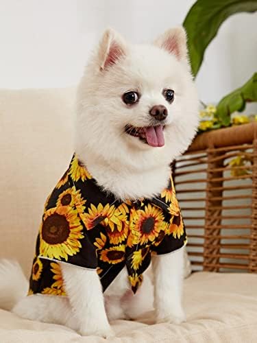 Qwinee Leaf & Flower Print Drint חולצת כלבים בהוואי בסגנון חתול כלב חולצת טריק