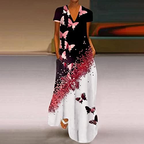שמלת קיץ של פרגירן בוהו לנשים, אופנה לנשים חדשה של קיץ חדש הדפס שמלת שרוול קצר צווארון