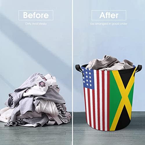 ארהב פיאג ג ' מייקה דגל סלי כביסה עם ידיות עמיד למים עגול מתקפל בגדי סל אחסון תיק ארגונית