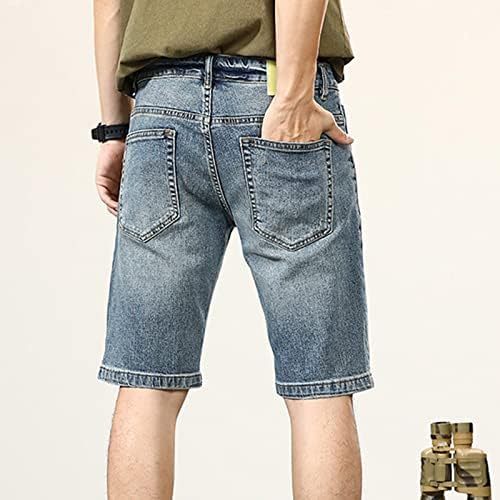 ג 'ינס דק אלסטי לגברים קצוץ קצר במצוקה מכנסיים קצרים ישרים פשוטים וינטג' אופנוען בכושר רגוע שטף קצר