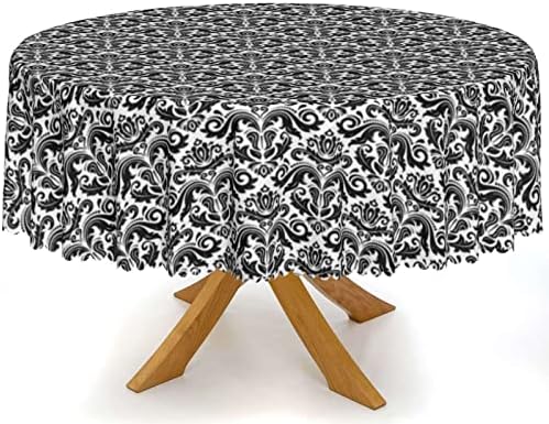 דמשק דפוס עגול מפת שולחן, עמיד למים בד דקורטיבי, עמיד לשימוש חוזר שולחן בגדים,לנגב לשפוך הוכחת