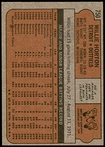 1972 Topps 750 ווילי הורטון דטרויט נמרים נמרים