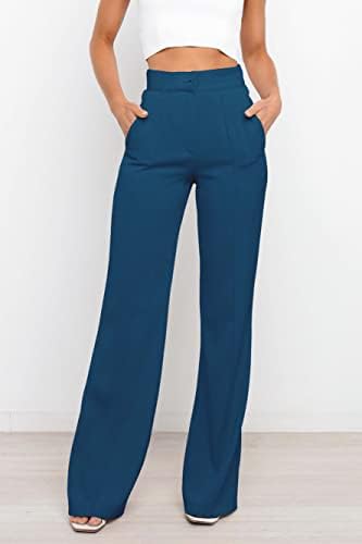Siflif Storatal Stimal High מותן מכנסי רגל רחבים, מכנסי שמלת Bootcut לנשים, מכנסי עבודה עם כיסים