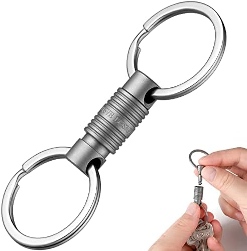 FEGVE TITANIUM שחרור מהיר ניתוק מחזיק מפתחות, מחזיק מפתחות מנתק לפרק מחזיק מפתחות עם 2 טבעות מפתח