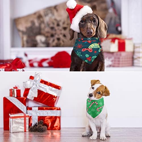 אייקס כלב חג המולד בנדנה, 4 מארז כלב משולש צעיף סינר חג המולד לחיות מחמד צעיף חג חיות מחמד תלבושות אביזרי