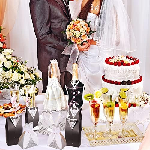 100 יחידות חתונה לטובת מסיבת קופסות שמלת טוקסידו סוכריות שוקולד אריזת מתנה יצירתי בציר חתונה לטפל שקיות