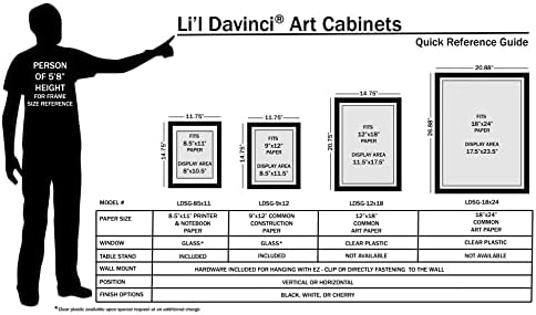 חבילה של 2 מסגרות אמנות לילד של Li'l Davinci® - פתיחה קדמית, EZ Store מסגרות עץ המאפשרות לך להחזיק עד 50