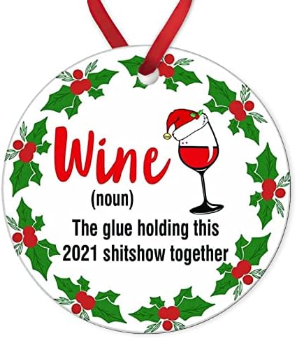 חג המולד 2021 יין הדבק המחזיק ב 2021 Shitshow יחד עם קישוט חג המולד של חג המולד מצחיק עץ תלייה עץ