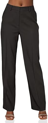 מכנסי חליפה מוצקים של אביפין מכנסיים מזדמנים מכנסי שמלת רגל ישר עם כיסים מכנסיים עובדים