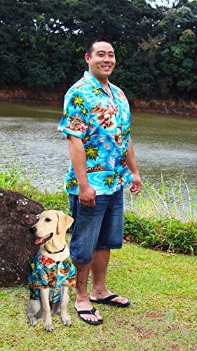 RJC כלב אי טרופי בריחה ALOHA HAWAIIAN חולצה טורקיז XL