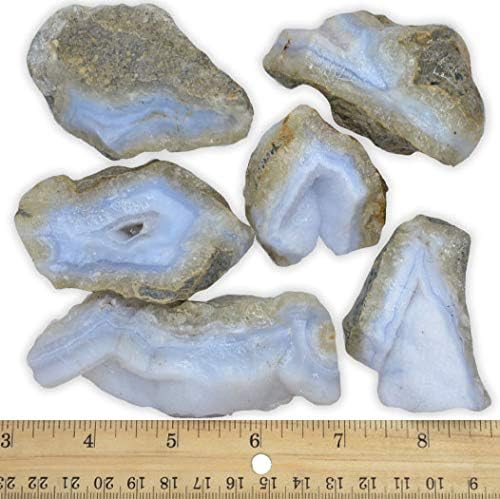 אבני חן מהפנטות חומרים: 2 קילוגרם גס קרחוני מחוספס כחול תחרה אבני אגייט מנמיביה - גבישים טבעיים גולמיים