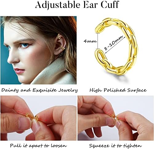 18 יחידות זהב אוזן חפתים לנשים ללא פירסינג מתכוונן אוזן קאף עגילי קליפ על סחוס סליל לעטוף אוזן תכשיטי
