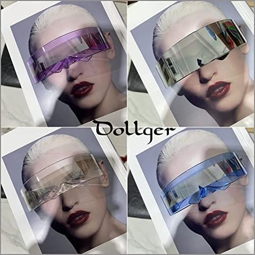 דולגר עתידני משקפי שמש שטח קיקלופ לעטוף סביב משקפיים ללא שפה שקוף שיקוף עדשה
