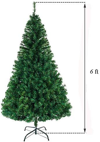 XFXDBT 6ft Premium Hinged Spruce עץ חג המולד טבעי, עץ חג המולד המלאכותי מואר מראש מעכב מעכב חגיגי, 1050 טיפים
