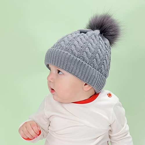 סרוג ילדים פו כובע בני פום כובע מרופד כותנה חורף כובע כובע בנות תינוק פעוט כובעי באני הצייד כובע