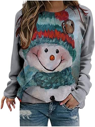 מכוער חג המולד סוודר לנשים מצחיק חמוד זום שלג גמד הדפסת סוודר חולצות מקרית מתגנדר ארוך שרוול חולצות