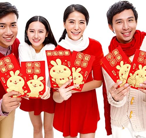24 יחידות סיני אדום מעטפות שנה של 2023 סיני ארנב שנה מסורת הונגבאו סיני מזל כסף מנות עבור מסיבת חתונה