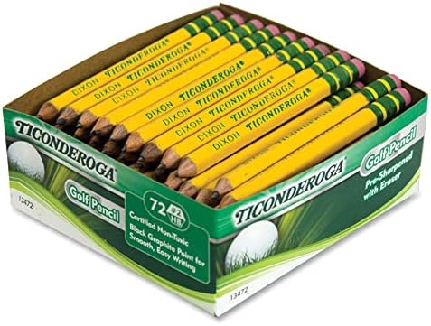 טיקונדרוגה גולף עפרונות עם מחקים, 2 קילו עופרת, צהוב, חבילה של 72
