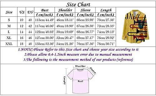 כפתור מזדמן של ZDDO לגברים למטה חולצות שרוול ארוך סתיו חוף חוף וינטג 'מוסיקה ג'אז הדפסת ג'אז