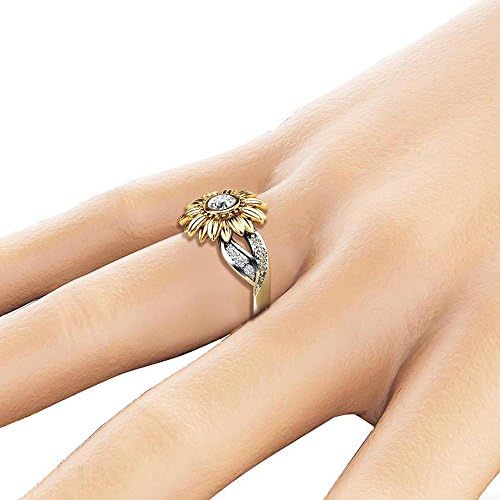 תכשיטים טבעת נישואין קובעת מתנה ליום הולדת תכשיטים טרנדיים אביזרי תכשיטים טבעת טבעת חמניות של נשים טבעת פרחים