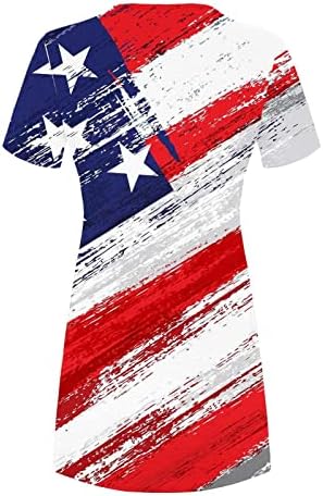 שמלת חולצה 4 ביולי ליום העצמאות לנשים שמלות מיני קצרות קיץ שרוול קצר צווארון דגל אמריקאי שמלה קיצית