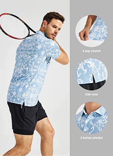 יובבי גולף חולצות לגברים קצר שרוול מהיר יבש רזה בכושר הדפסת ביצועים לחות הפתילה פולו חולצה