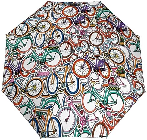 צבע רטרו אופניים 3 קפלים אוטומטי פתוח קרוב נגד אולטרה סגול מטריית נסיעות מטריית נייד קיץ מטריות