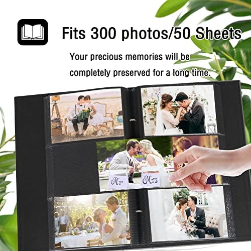 אלבום תמונות ארטמג 4 על 6 300 תמונות, כיסוי עור בעל קיבולת גדולה במיוחד אלבומי תמונות משפחתיים לחתונה