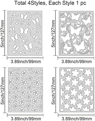 אוריגך 4 יחידות 3 מסגרת רקע מתכת חיתוך מת שבלונות, פרפר ופרח רקע לחתוך מת עבור כרטיס ביצוע אלבום אמנויות אמנות