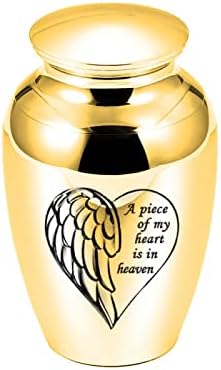 Yhsg כנפי מלאך קטן אנושי/מחמד סגסוגת מתכת כדר קופסת תכשיטים מזכרות, זהב, 45x70 ממ