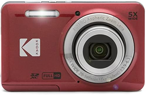 Kodak Pixpro FZ55 מצלמה דיגיטלית, צרור אדום עם לקסאר 32 ג'יגה-בייט ביצועים גבוהים 800x UHS-I SDHC כרטיס